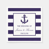 Het Nautical Anchor Navy Stripe Wedding Collectie Servetten (Voorkant)
