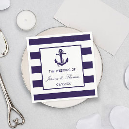 Het Nautical Anchor Navy Stripe Wedding Collectie Servetten
