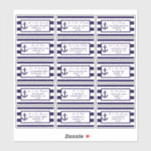 Het Nautical Anchor Navy Stripe Wedding Collectie Sticker (Vel)