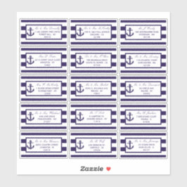 Het Nautical Anchor Navy Stripe Wedding Collectie Sticker