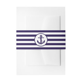 Het Nautical Anchor Navy Stripe Wedding Collectie Uitnodigingen Wikkel