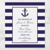 Het Nautical Anchor Navy Stripe Wedding Collectie Wijn Etiket (Enkel label)