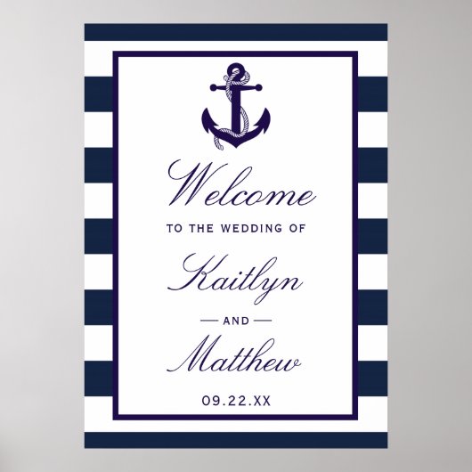 Het Nautical Anchor Wedding Collectie Welkom Poster (Voorkant)
