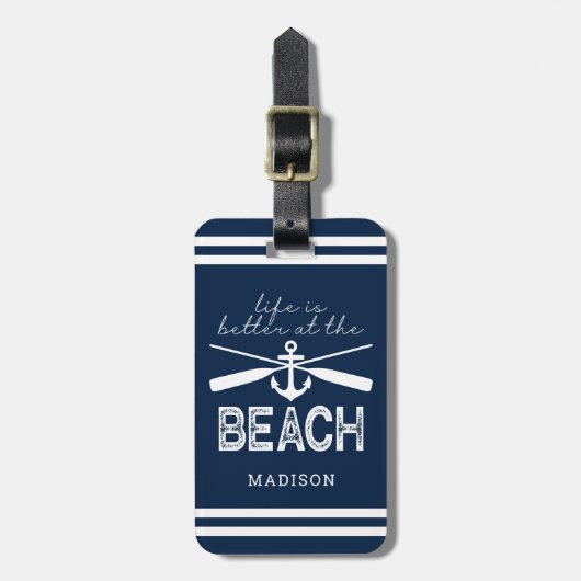 Het Nautical Life is beter bij de Beach Name Bagagelabel (Voorkant verticaal)