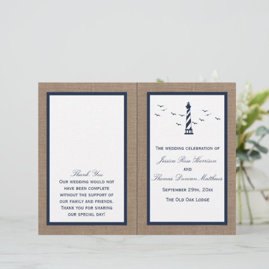 Het Nautical Lighthouse Burlap Wedding Collectie (Staand voorkant)