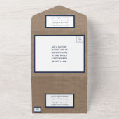 Het Nautical Lighthouse Burlap Wedding Collectie All In One Uitnodiging (Buitenkant)