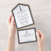 Het Nautical Lighthouse Burlap Wedding Collectie All In One Uitnodiging (Afscheurbaar)