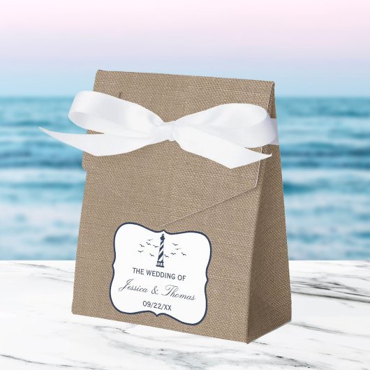 Het Nautical Lighthouse Burlap Wedding Collectie Bedankdoosjes