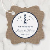 Het Nautical Lighthouse Burlap Wedding Collectie Bedankjes Labels (Voorkant)