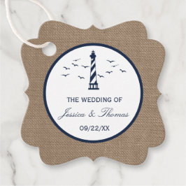 Het Nautical Lighthouse Burlap Wedding Collectie Bedankjes Labels