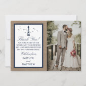 Het Nautical Lighthouse Burlap Wedding Collectie Bedankkaart (Voorkant)
