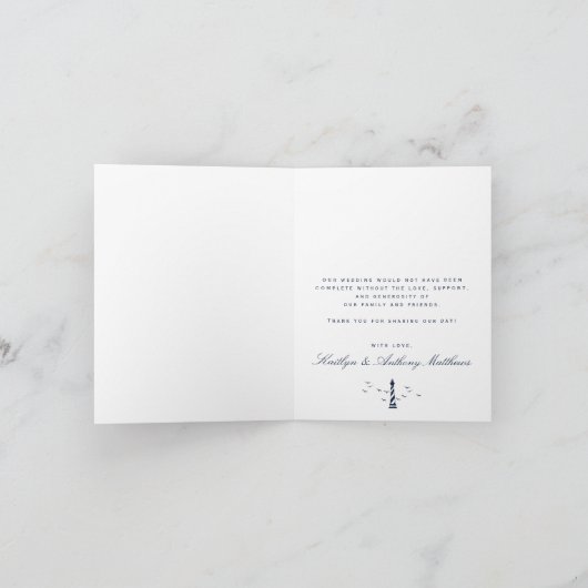 Het Nautical Lighthouse Burlap Wedding Collectie Bedankkaart (Binnen)