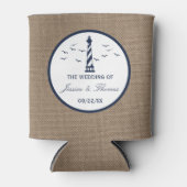 Het Nautical Lighthouse Burlap Wedding Collectie Blikjeskoeler (Voorkant)