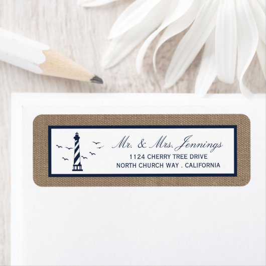 Het Nautical Lighthouse Burlap Wedding Collectie Etiket (Insitu)
