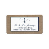 Het Nautical Lighthouse Burlap Wedding Collectie Etiket (Voorkant)