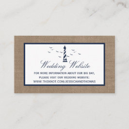 Het Nautical Lighthouse Burlap Wedding Collectie Informatiekaartje