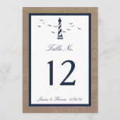 Het Nautical Lighthouse Burlap Wedding Collectie Kaart (Achterkant)