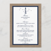 Het Nautical Lighthouse Burlap Wedding Collectie Menu (Voorkant)