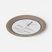 Het Nautical Lighthouse Burlap Wedding Collectie Papieren Bordje (Gekanteld)