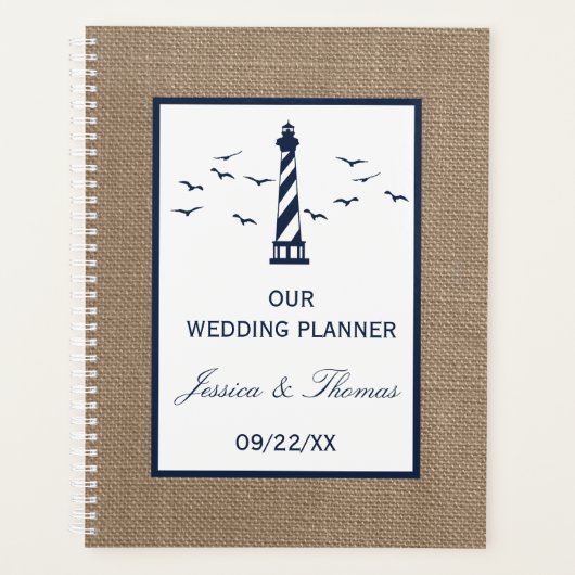 Het Nautical Lighthouse Burlap Wedding Collectie Planner (Voorkant)