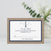 Het Nautical Lighthouse Burlap Wedding Collectie RSVP Kaartje (Staand voorkant)