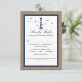 Het Nautical Lighthouse Burlap Wedding Collectie RSVP Kaartje (Staand voorkant)