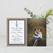 Het Nautical Lighthouse Burlap Wedding Collectie Save The Date (Staand voorkant)