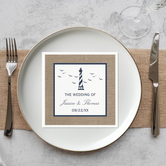 Het Nautical Lighthouse Burlap Wedding Collectie Servet