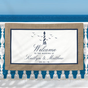 Het Nautical Lighthouse Burlap Wedding Collectie Spandoek