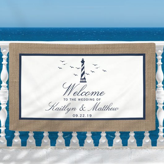 Het Nautical Lighthouse Burlap Wedding Collectie Spandoek