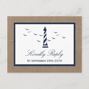 Het Nautical Lighthouse Burlap Wedding Collectie Uitnodiging Briefkaart