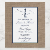 Het Nautical Lighthouse Burlap Wedding Collectie Wijn Etiket (Enkel label)