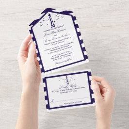 Het Nautical Lighthouse Wedding Collectie All In One Uitnodiging