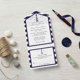 Het Nautical Lighthouse Wedding Collectie All In One Uitnodiging