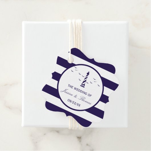 Het Nautical Lighthouse Wedding Collectie Bedankjes Labels (In situ)