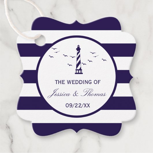 Het Nautical Lighthouse Wedding Collectie Bedankjes Labels (Voorkant)
