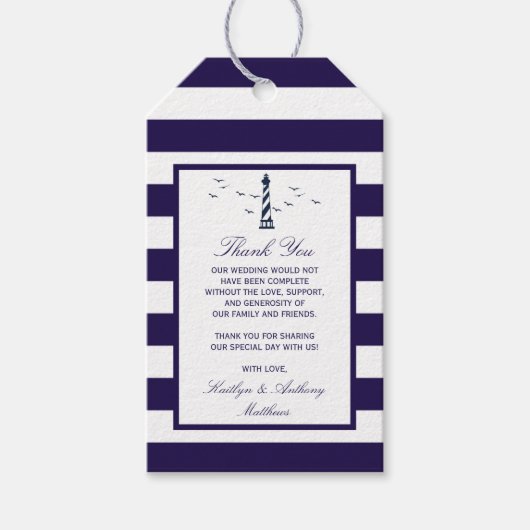Het Nautical Lighthouse Wedding Collectie Cadeaulabel (Voorkant)