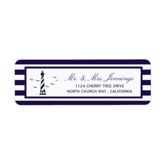 Het Nautical Lighthouse Wedding Collectie Etiket (Voorkant)