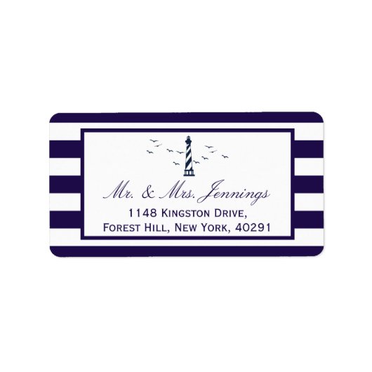 Het Nautical Lighthouse Wedding Collectie Etiket (Voorkant)