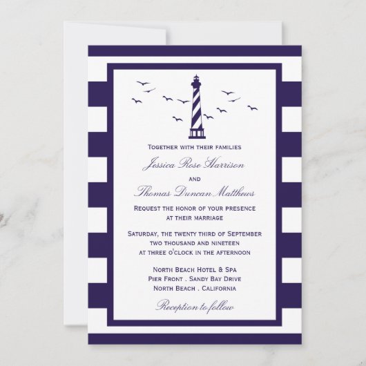 Het Nautical Lighthouse Wedding Collectie Kaart (Voorkant)
