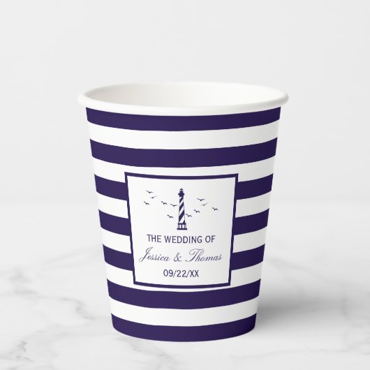 Het Nautical Lighthouse Wedding Collectie Papieren Bekers (Voorkant)