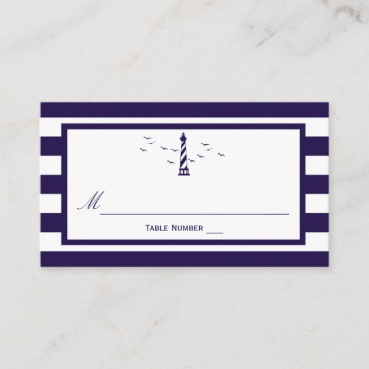 Het Nautical Lighthouse Wedding Collectie Plaatskaartje (Voorkant)