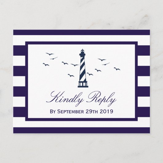 Het Nautical Lighthouse Wedding Collectie RSVP Uitnodiging Briefkaart (Voorkant)