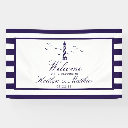 Het Nautical Lighthouse Wedding Collectie Welkom Spandoek (Horizontaal)