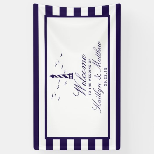 Het Nautical Lighthouse Wedding Collectie Welkom Spandoek (Verticaal)