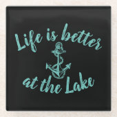 HET nautische LEVEN IS BETER IN DE LAK EN VOOR HET Glazen Onderzetter (Voorkant)