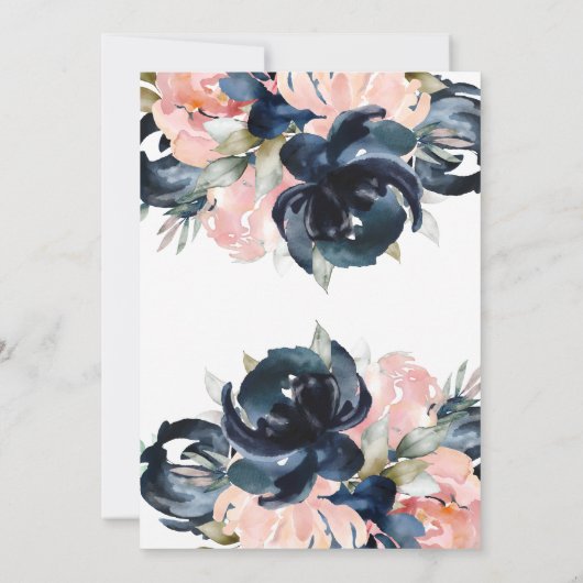 Het Navy and Blush gender onthullen uitnodiging. U Kaart (Achterkant)