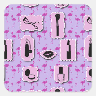Het Necessies Cosmetic Logo Pattern Vierkante Sticker