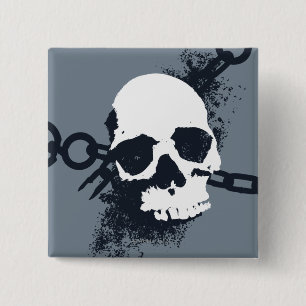 Het Necrocer Skull-symbool Vierkante Button 5,1 Cm