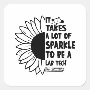 Het neemt een hoop spleetlaboratoriumlaboratorium vierkante sticker
